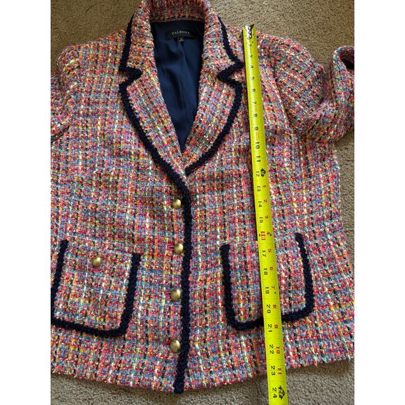 Talbots Rainbow Tweed Contrast Trim Blazer Suit Jacket Preppy Corpcore Colorful - Picture 4 of 8